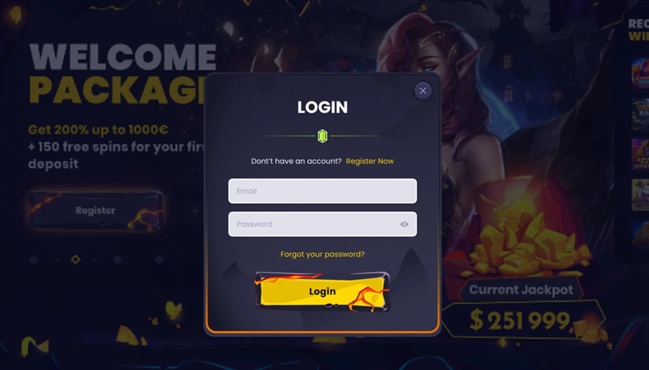 Slotsgem Casino Postup registrácie 1