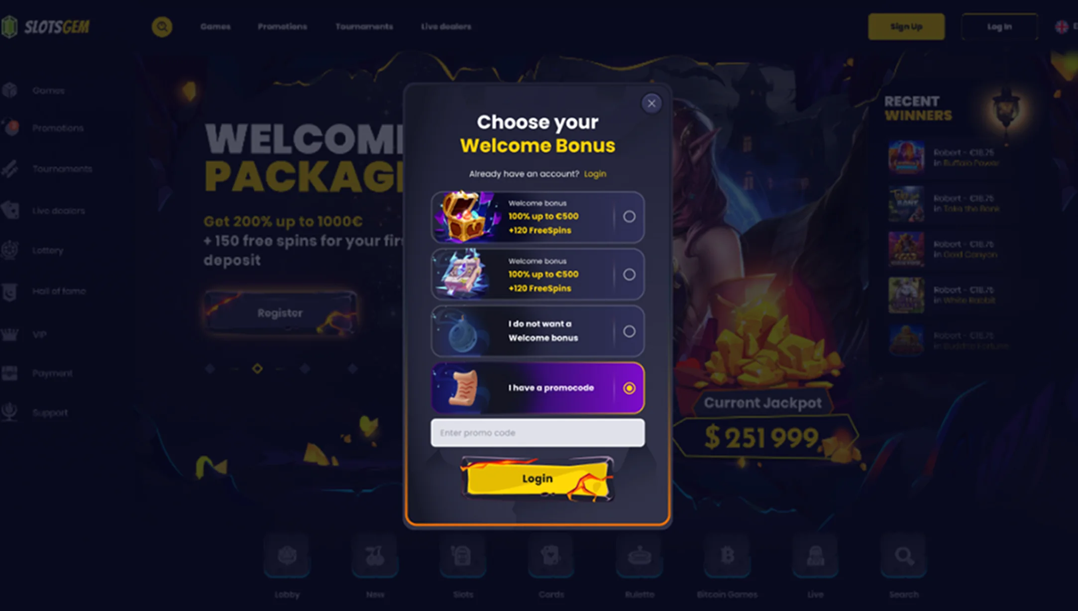 Slotsgem Casino Bonus